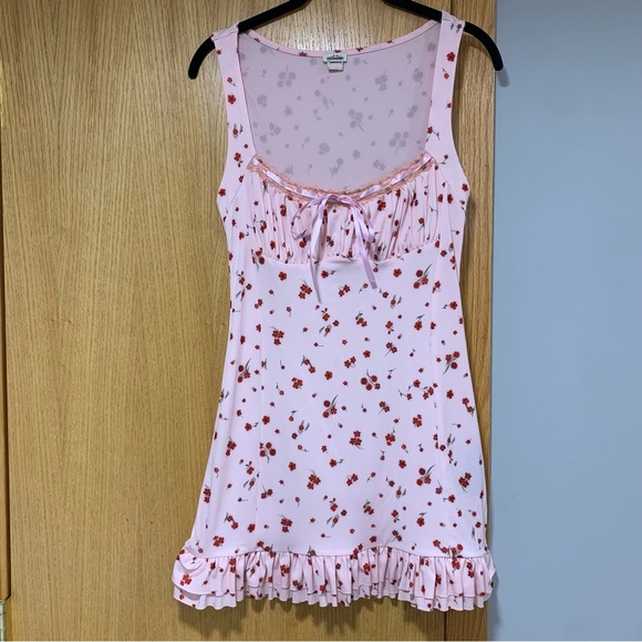 Urban Outfitters Sienna Ribbon Pink Mini Dress - Size Small - Picture 2 of 6